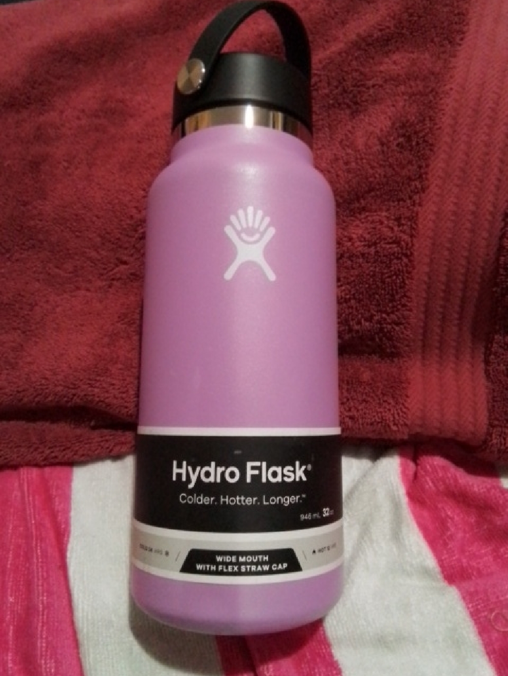 32oz Hydro Flask Wide Mouth Water Bottle - Lavender Purple with Black Cap